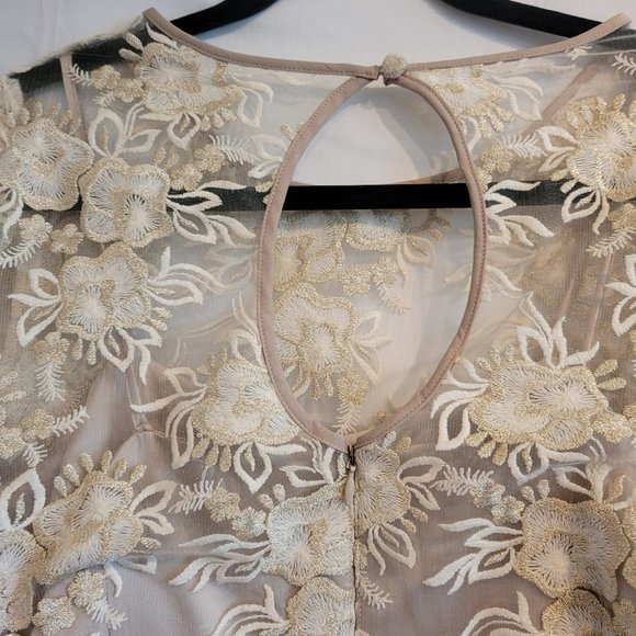 Eliza J party dress, gold lace, women's size 12 with pockets - Picture 5 of 9